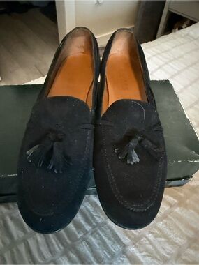 Black Suede Tassel Loafers for Men - Classic Slip-On